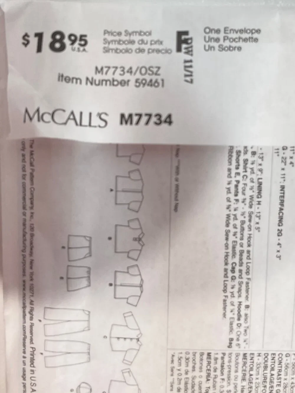 McCalls 7734 Uncut Boys Clothes for 18